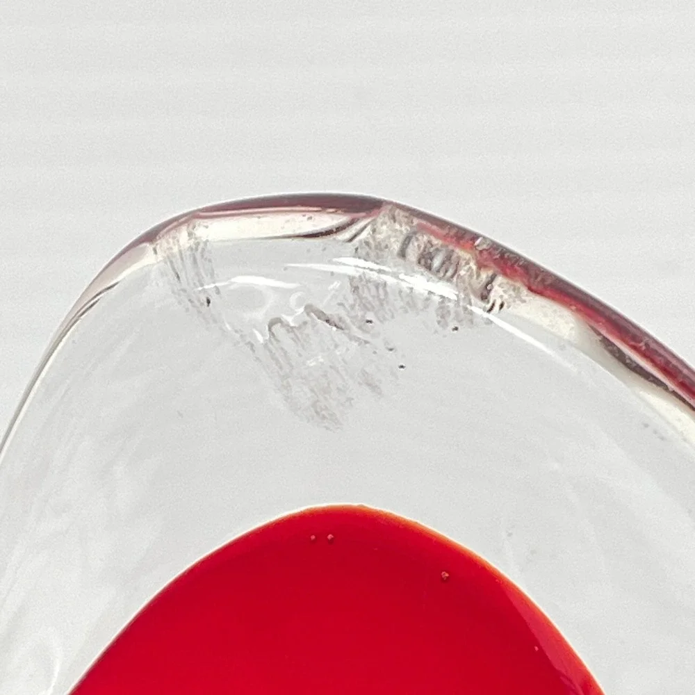 VTG‎ Murano Style Ruby Red Handkerchief Art Glass Vase Mid-Century Modern 7.25